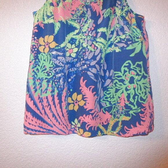 Lilly Pulitzer Silk Tank Top Size XXS Cami Sleeveless All A Glow Tropical Beachy - Picture 2 of 7